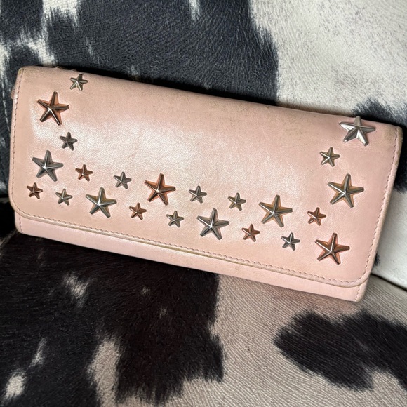 Jimmy Choo Pink Leather Nino Star Studs Wallet - Picture 1 of 16